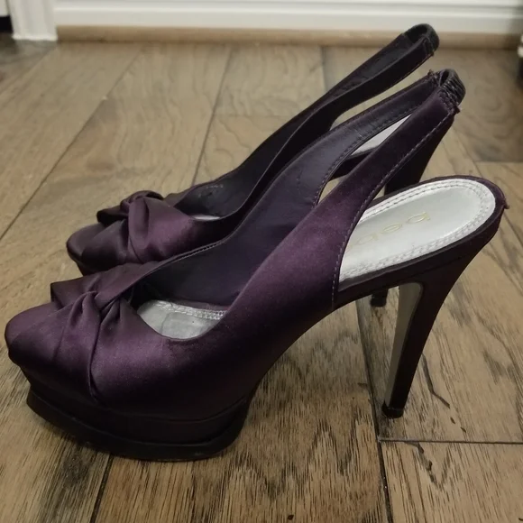 Bebe Zahara Purple Satin Heels Size 7 - Picture 12 of 15
